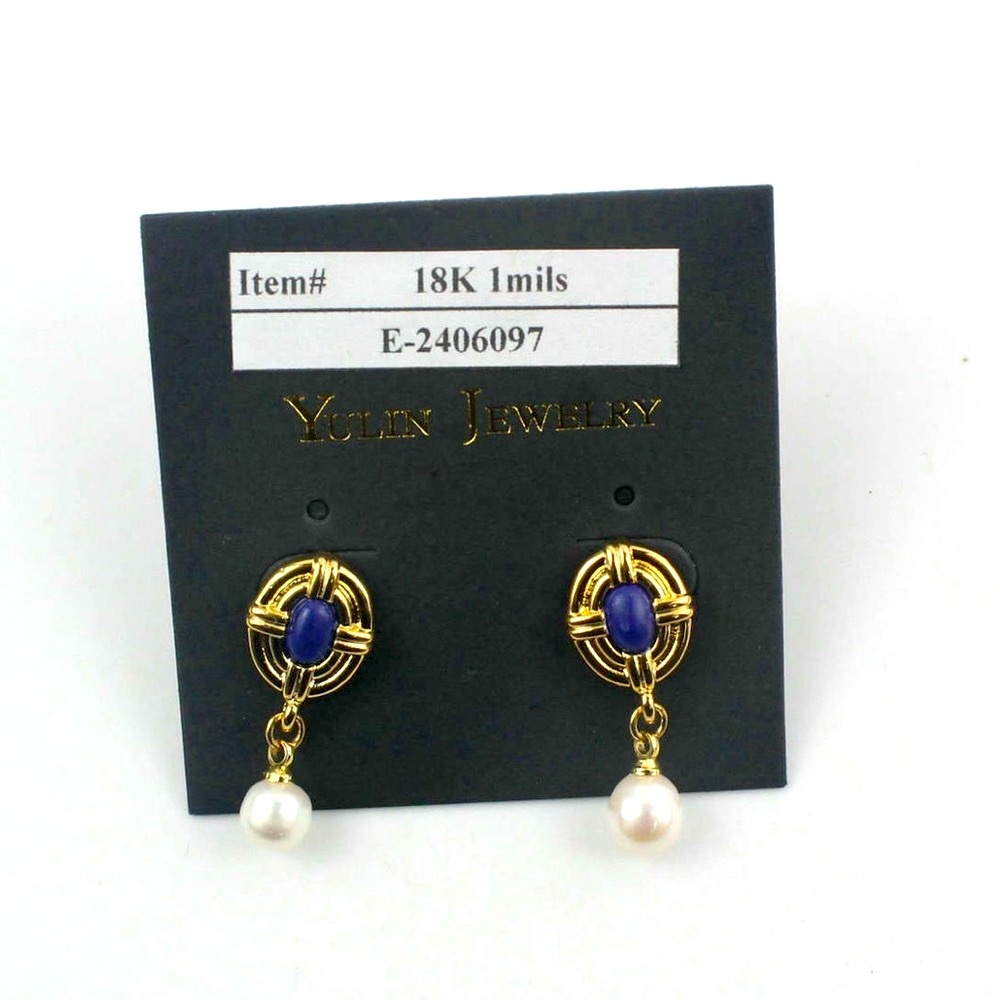 High Quality Brass metal, real 18k gold plate, 100% natural fresh pearl Earrings